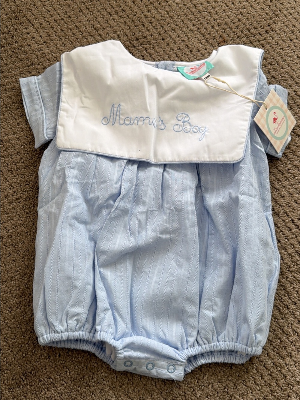 Light Blue 'Mama's Boy' Baby Romper